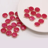 natural stone pendant round faceted rose red stone exquisite charms for jewelry making diy bracelet necklace earring accessories