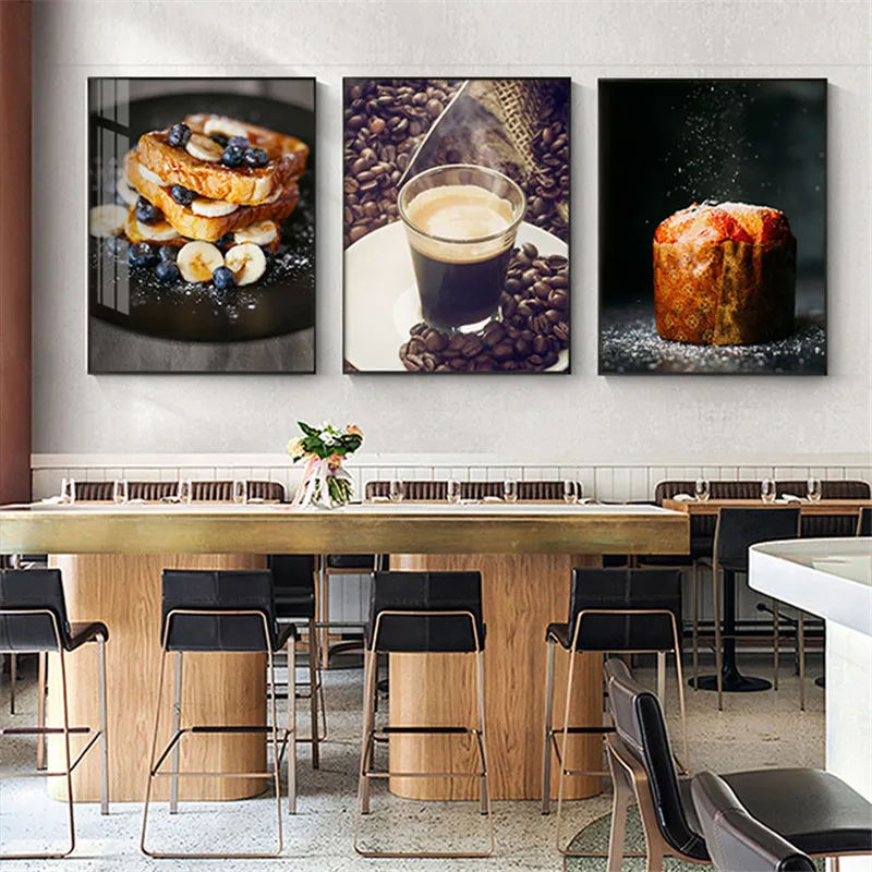 

American Style Creative Snacks Photography Decoration Painting Cake Coffee Beans Canvas Wall Picture Printing Poster Living Room