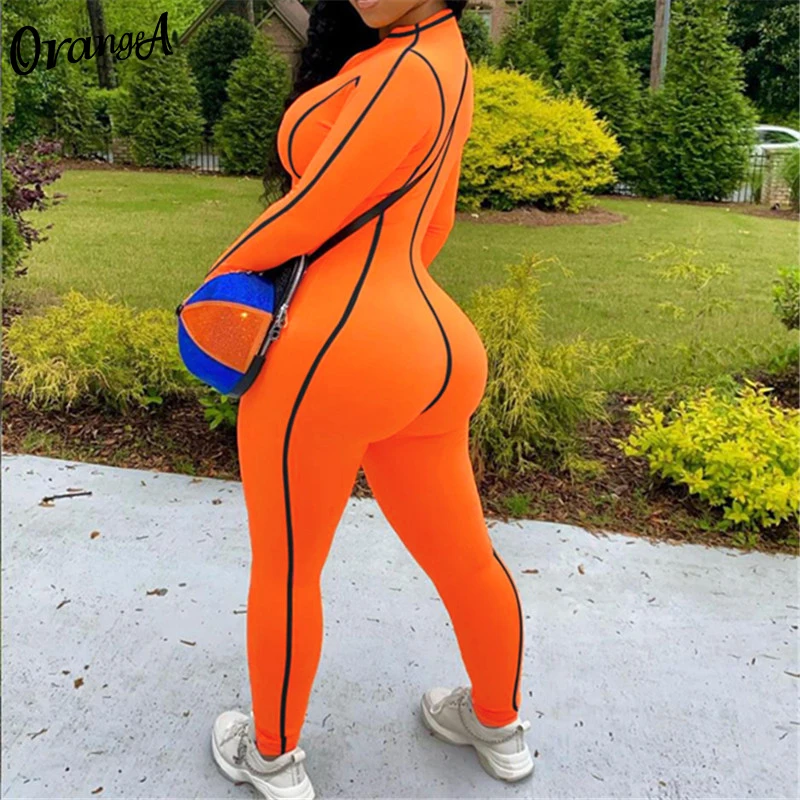 Женский комбинезон для фитнеса OrangeA повседневный Облегающий с длинным рукавом и