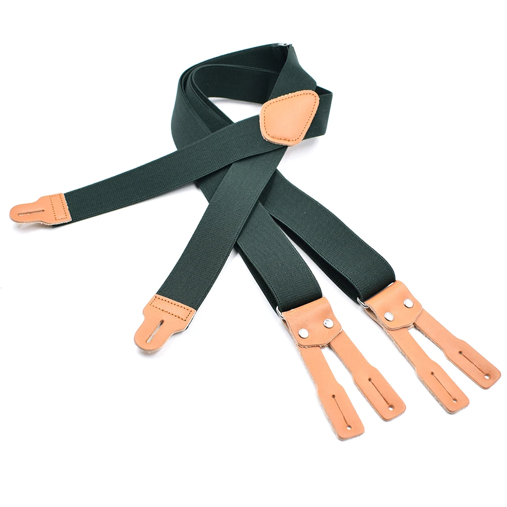 Мужские подтяжки на подтяжках из кожи армейского зеленого цвета регулируемые