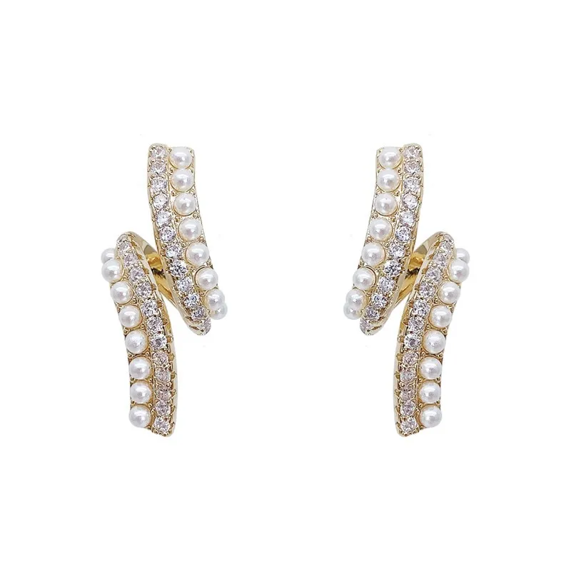 

2021 New Korean Fashion Sweet Fine Pearl Drop Earrings Joker Elegant Temperament Geometric Modelling Trend Lovely Women Earrings