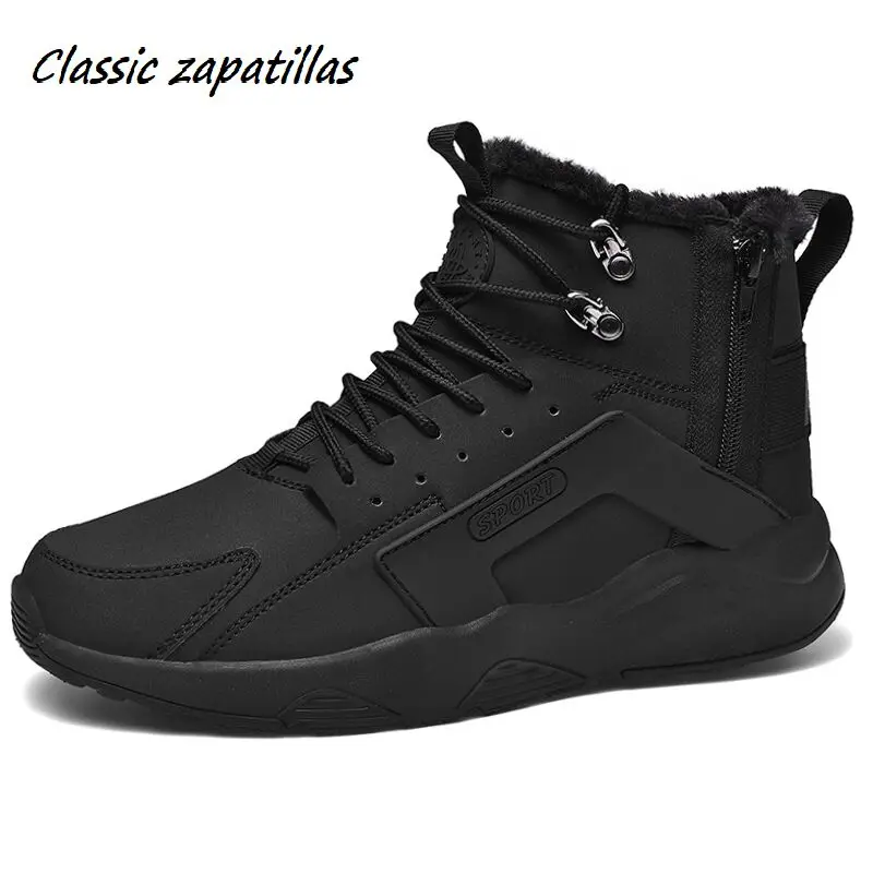Кожаные зимние мужские ботинки водонепроницаемые теплые на меху Мужская Зимняя