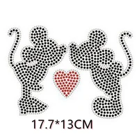 kiss heart sticker hot fix rhinestone applique iron on crystal transfers design iron on applique patches shirt