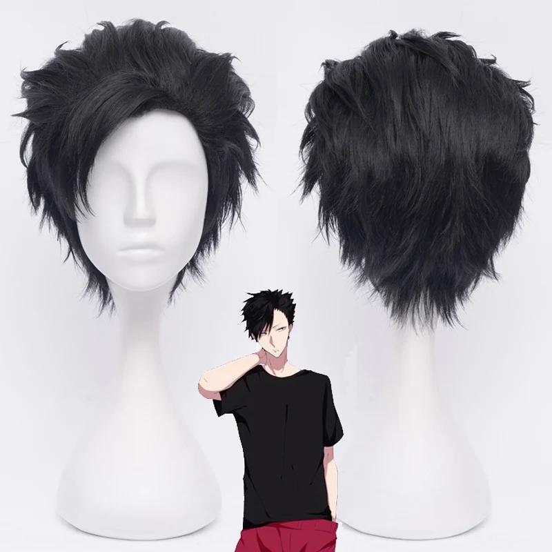 

Haikyuu Tetsurou Kuroo Cosplay Short Black Wig Nekoma High Tetsurou Wig with Cap Volleyball Scheming Captain Synthetic Hair