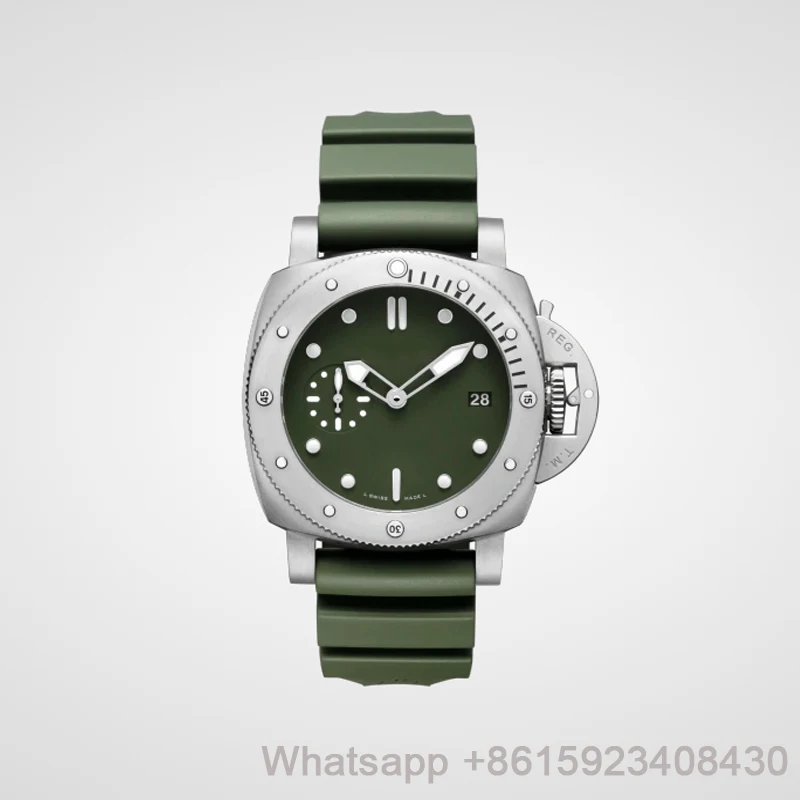 

Luxury Mechanical Watch PAM Best Edition Rubber Strap Luminous 904L Sneak Series Army Green Clone Men's Watch AAA