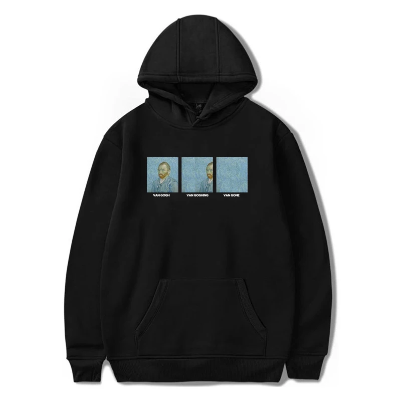 Винсента Виллема ван гога Забавный принт повседневные толстовки Мужская мода Swag Известный рисунок Harajuku Автопортрет Мужская толстовка WY17 - Цвет: Black