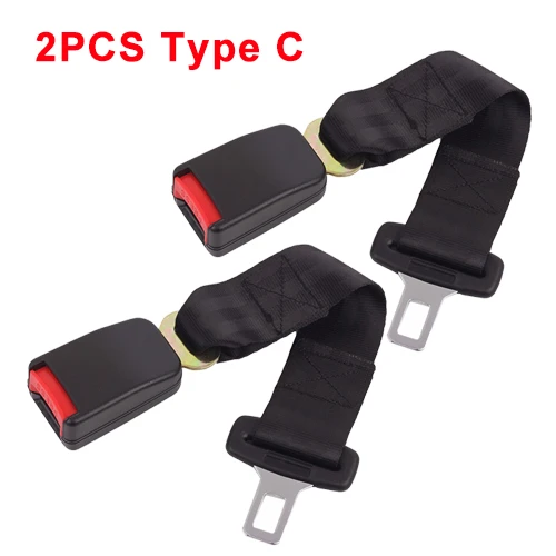 2Pcs Type C Универсальный чехол для ремня безопасности автомобиля удлинитель ремня безопасности 3 размера удлинитель ремня безопасности пряжка зажим ремня безопасности авто аксессуары - Название цвета: 2Pcs Type C