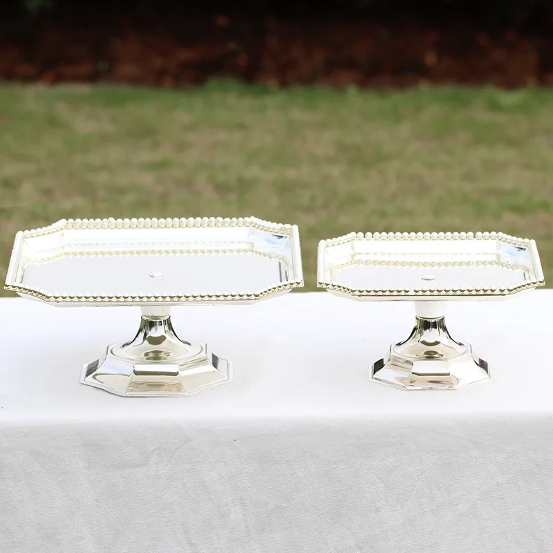 Подставка для квадратного торта из серебристого железного металла высокого качества для свадебного стола, декорирования дома, десертный поднос для украшения дома.