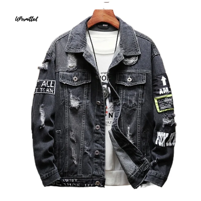 

2021 Spring Autumn Men Jeans Jackets Casual Japanese Harajuku Fashion Loose Man Denim Coats Male Vintage Motorcycle Streetwear