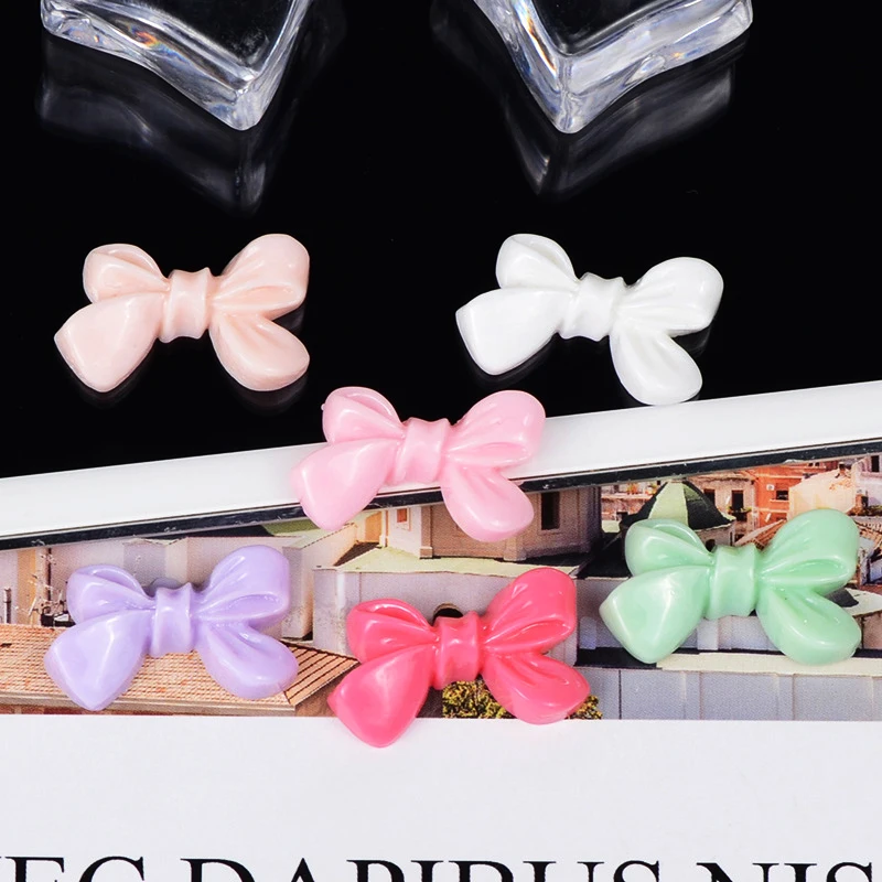 

20pcs Cute Emulation Bowknot Resin Ornament DIY Craft Supplies Phone Shell Patch Arts Decor Handmade Hair Accessories Materials