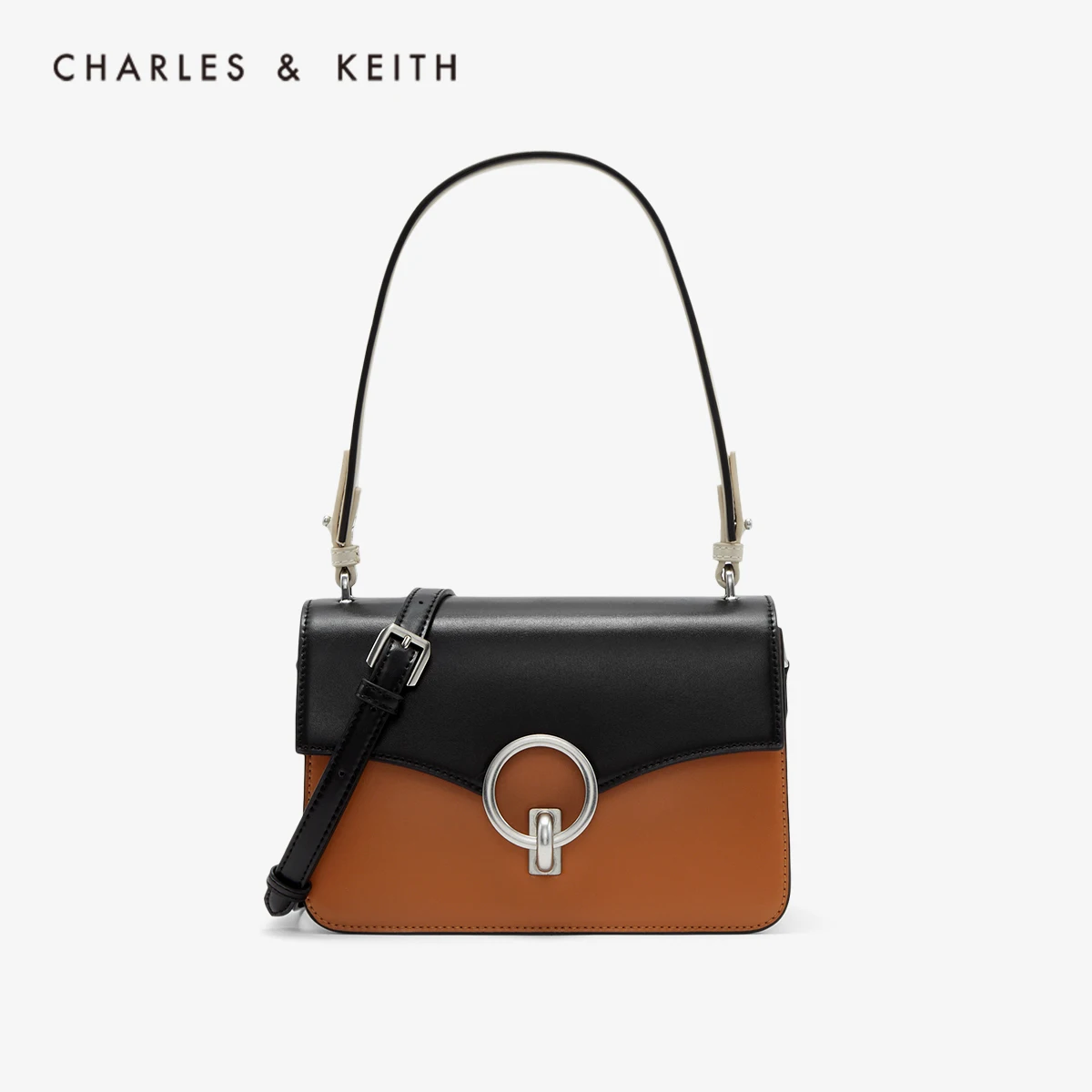 CHARLES＆KEITH Новинка на Лето 2020CK2 20701016 1Женская сумка Металлическое кольцо плечо