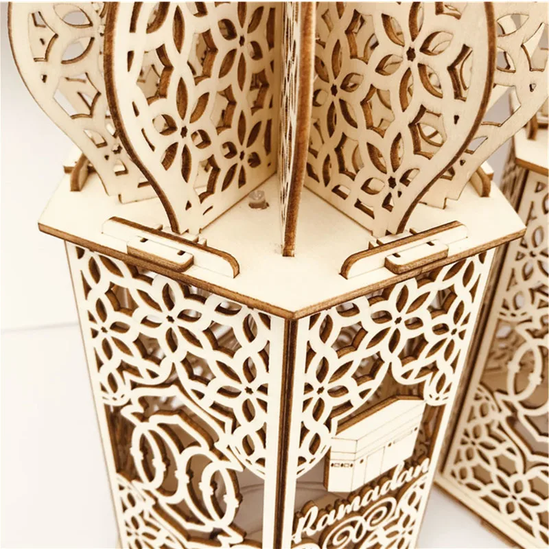 

Happy Wooden EID MUBARAK LED Palace Light Islamic 2020 Ramadan Kareem Pendant Home Decor Eid Al Adha EID Muslim Ramadan Gift