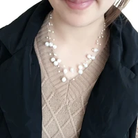 2021 real natural multi layer round pearl necklace womanwedding white fresh water pearl choker necklace girls jewelry