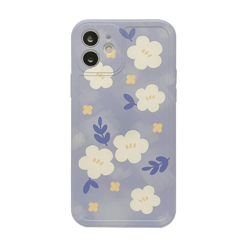 

Cute Retro Art Oil Painting Flower Korean Phone Case For iPhone 12 11 Pro Max X Xs Max Xr 7 8 Puls SE 2020 Cases Soft TPU Cover