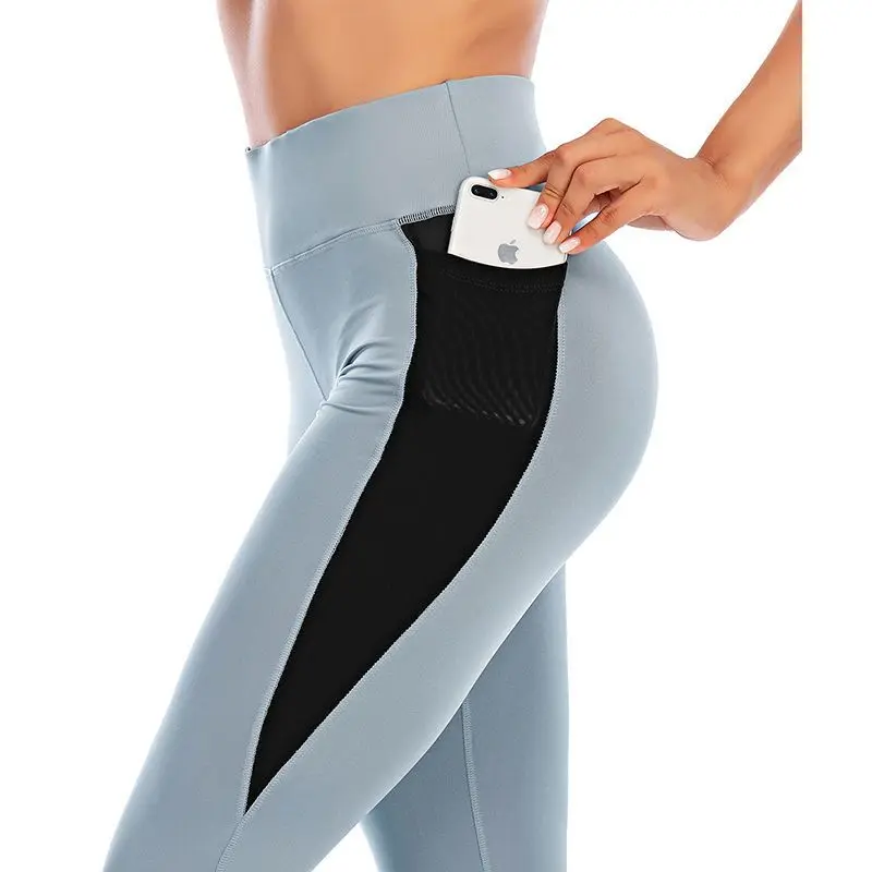 

High Waist Pocket Leggings Solid Color Workout leggings High Waist Peach Hips Gym Leggings Quick-drying Stretch Fitness Pants