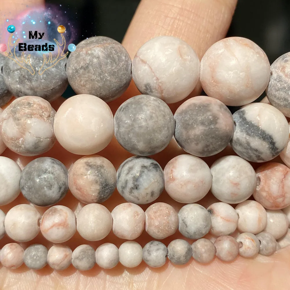 

Natural Matte Pink Zebra Jasper Stone Beads For Necklace Bracelet Charm Jewelry Making Diy Round Spacer Beads 4 6 8 10 12mm 15”