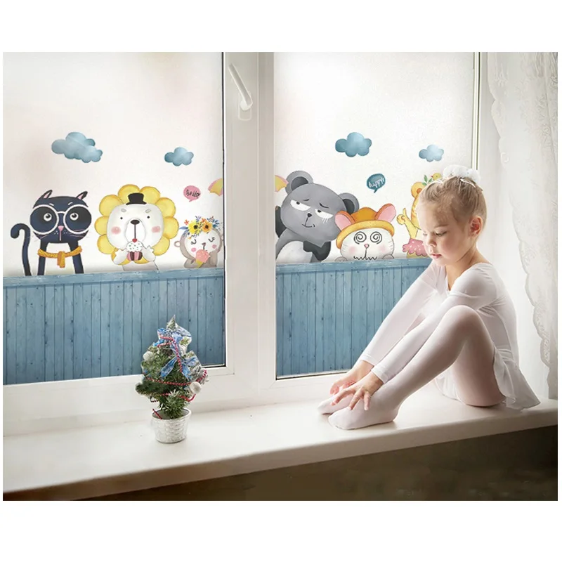 

Customized Size Static Cling Window Film Cute Animals Kindergarten Children's Room Decoration Private PVC Tint-Foil 40cmx80cm