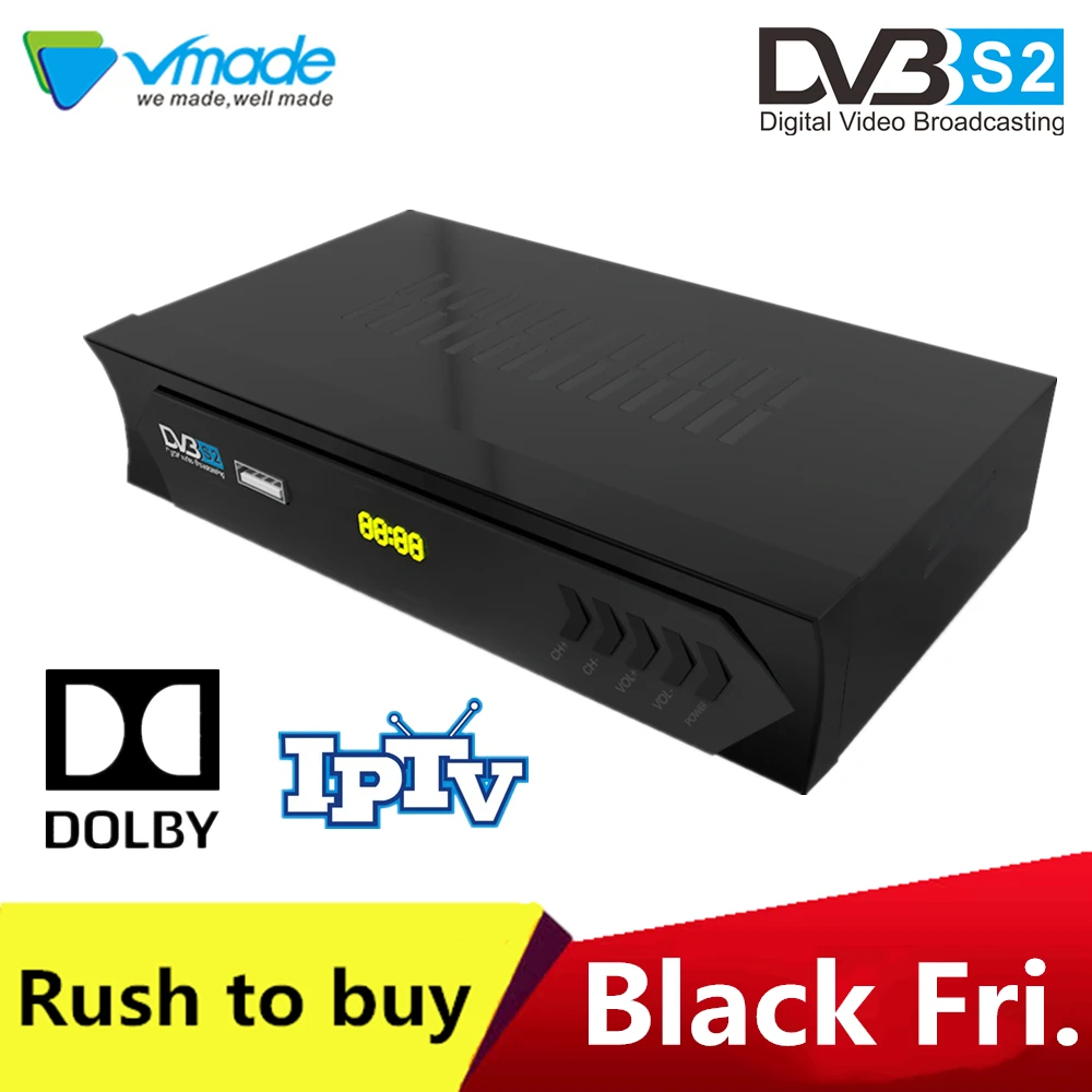 Vmade DVB S2 1080p ТВ приемник Поддержка Европа IP ТВ 2500+ Каналы Cccam Youtube Biss Dolby IPTV Set-top box супер приемник ТВ коробка