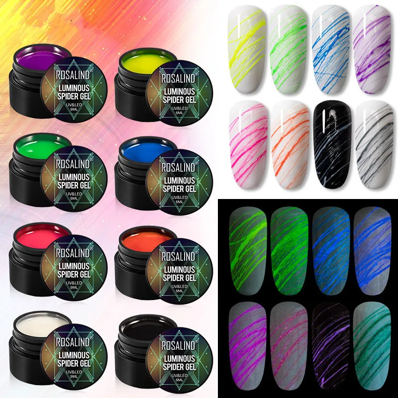 

8Colors Spider Web Gel Polish Nail Art Design Black UV Painting Gel Silk Lines Varnishes For Manicure DIY Drawing Decoration 5ml