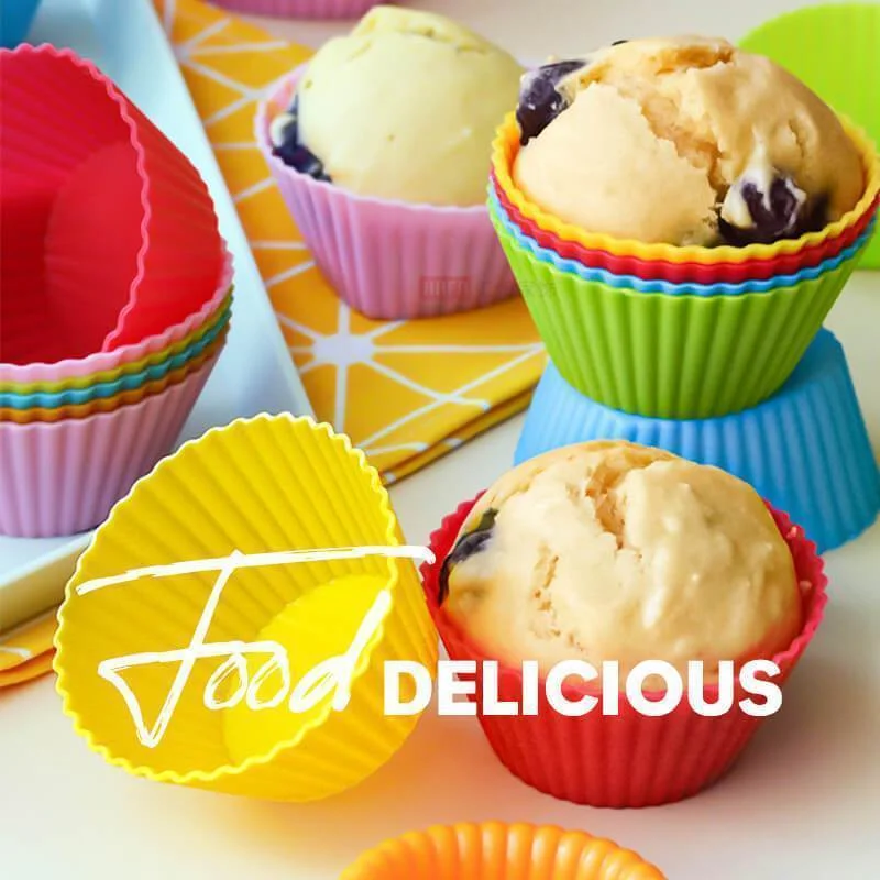 

10PCS Silicone Cupcake Mold Reusable Cake Cup Liner Baking Cup Muffin Round Cake Tool Bakeware Baking Pastry Kitchen Tools