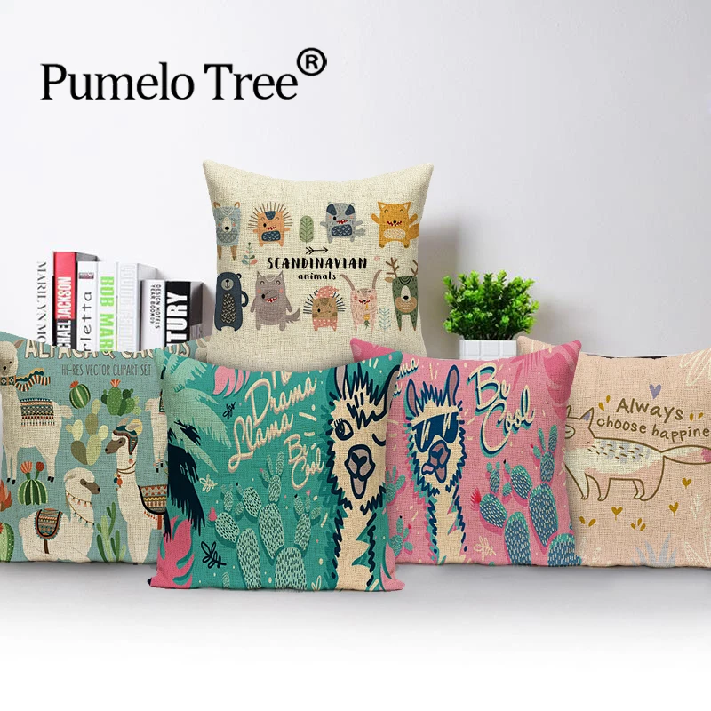 

Цветочный декор альпака, наволочки в стиле ретро, животное, цветок, насекомое, декоративные живописные Цветочные подушки, чехол для дивана, ...