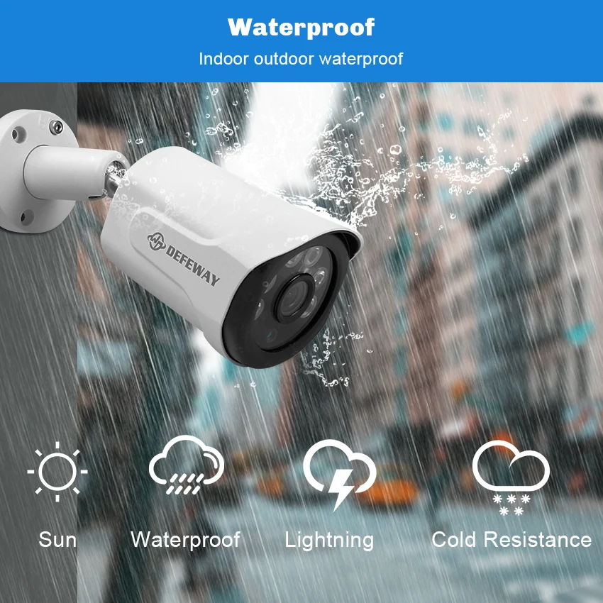Defeway 3.0MP Открытый Всепогодный HD Высокое разрешение видеонаблюдения POE IP камера