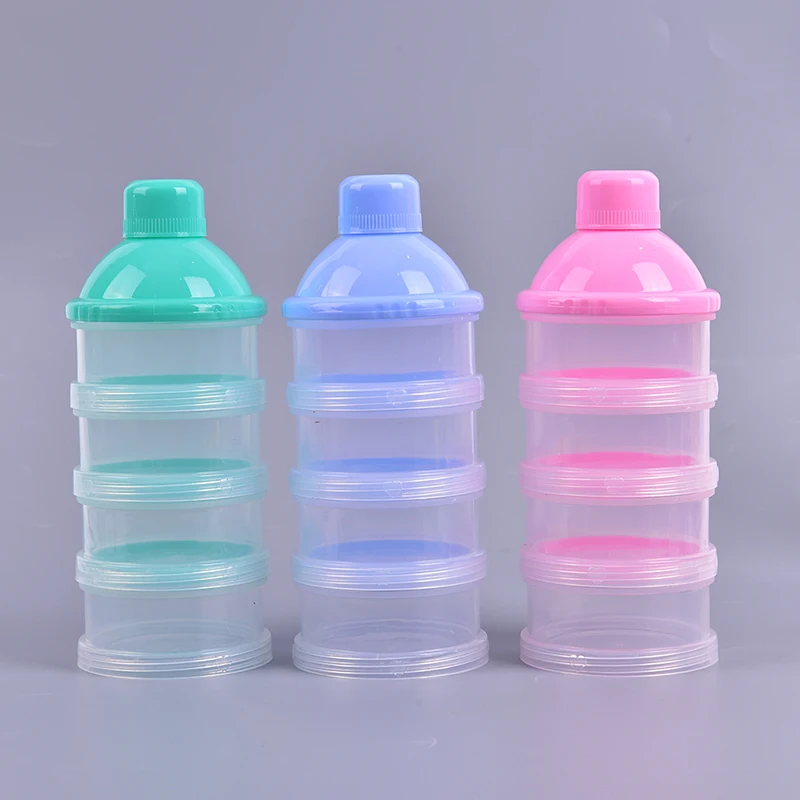 Dispensador port&aacute;til de leche en polvo para beb&eacute; reci&eacute;n nacido, viaje, alimentaci&oacute;n de beb&eacute;, 4 capas, botella de almacenamiento-5