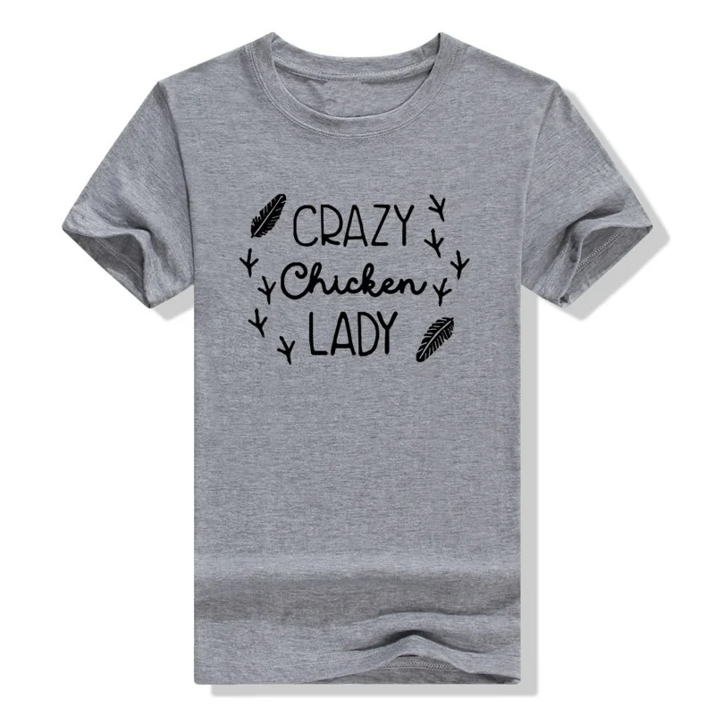 

Crazy Chicken Lady Women's Summer Street Tops Funny T Shirt shirts for women