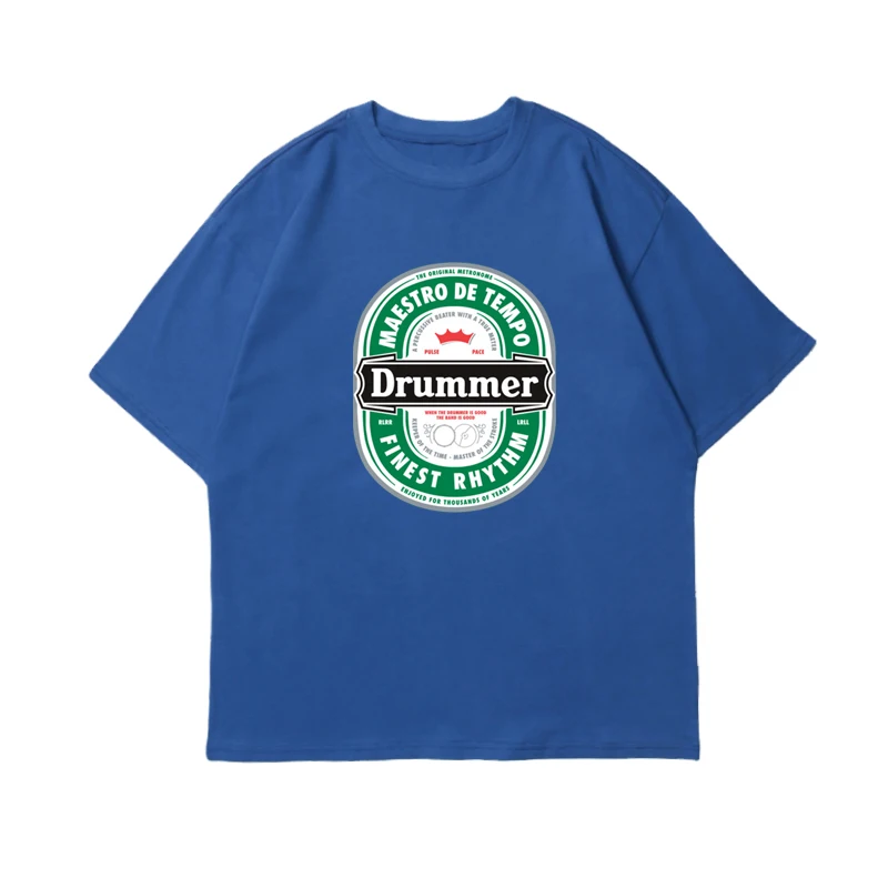 

Drummer-Crew Neck Streetwear Fashion Crew Neck Unisex T-shirt Beer Style Printed T-shirt 2021 Summer Oversized Tees