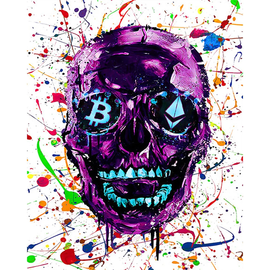 

Набор для рисования по номерам на холсте, с черепом