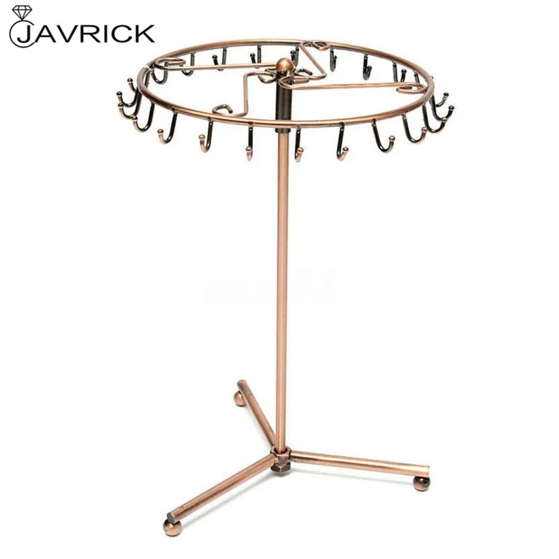 

Vintage Pendant Scarf Jewelry Display Rack Rotatable Necklace Headband Bracelet Rings Stand Holder 23 Hooks