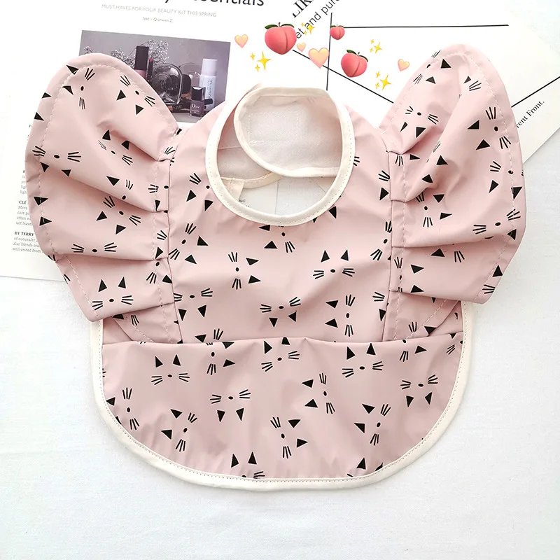 INS Korean PU Feeding Bib For Baby Accessories Tableware Your Meal Aprons Print Waterproof Baby Food Kids Clothing Stuff Scarf