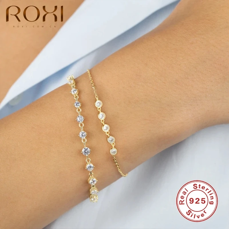 Женский маленький циркониевый браслет ROXI из стерлингового серебра 925 пробы с