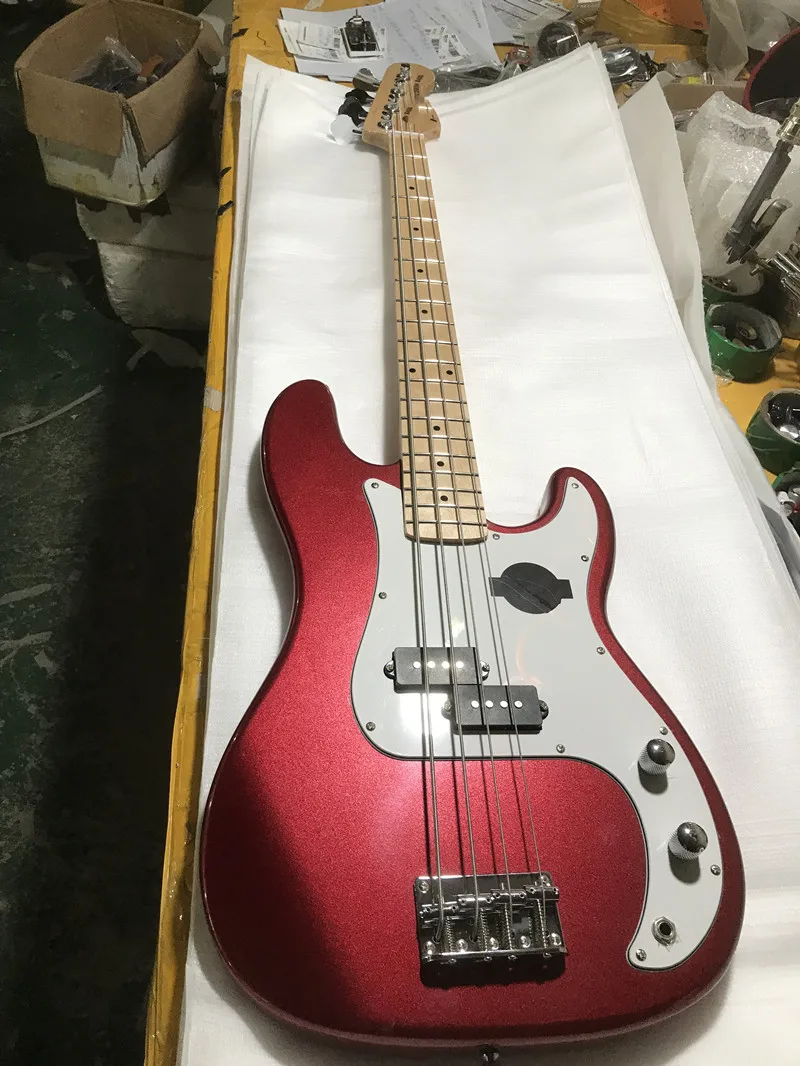 Бесплатная доставка Высокое качество 4 струны P бас серебряные фитинги реальные