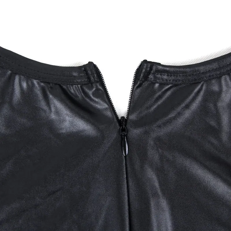 

Women Lingerie Large Size Fun Underwear With Imitation Leather Mesh Stitching Long Sleeve Perspective Temptation Costumes