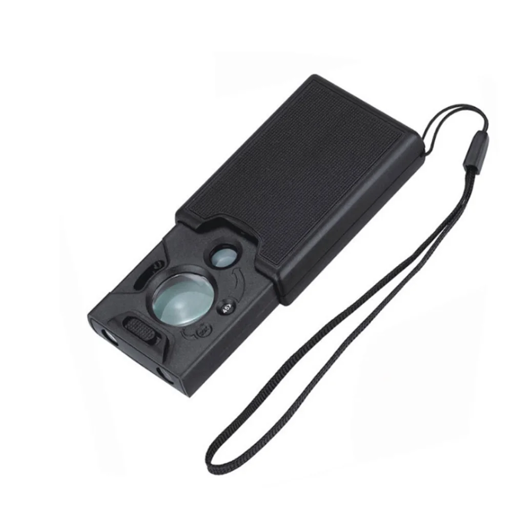 

30x 45x 60x Magnifier Magnifying Glass Pull Type Loop Black Jewelers Loupe LED UV Lighted 3 Lenses