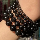 Бусины из натурального черного обсидиана, 4681012 мм