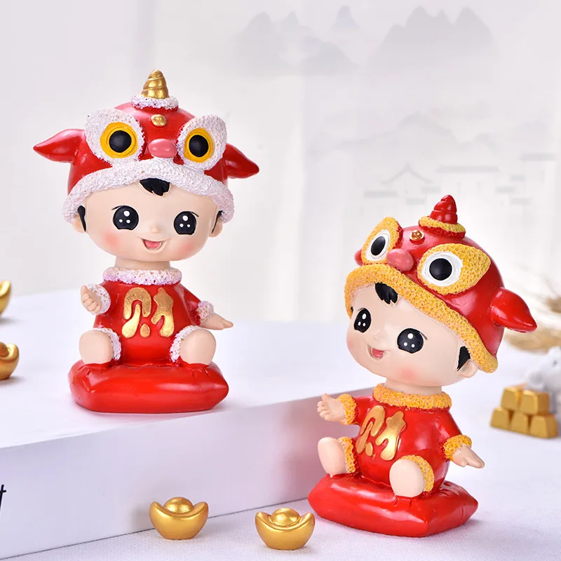 

New Year Creative Year of the Rat Doll Will Rotating of Hat Festive Rotating Doll Resin Crafts