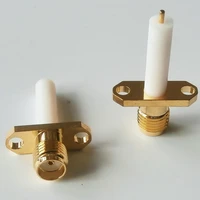 1x new rf connector sma female plug pin 3mm ptfe 15mm with 2 hole flange chassis panel mount deck solder copper brass gold