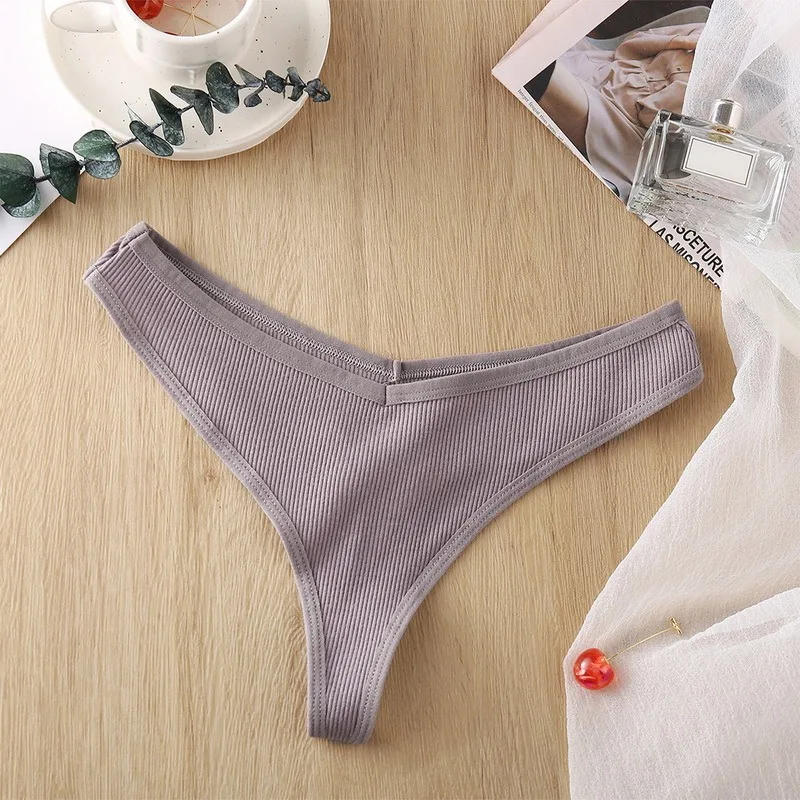 

Sexy Women's Panties G-String Thong Underwear Cotton Panties Female Underpants Solid Color T-Back Pantys Intimates Lingerie