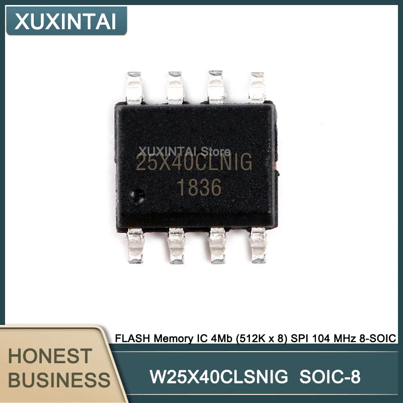 

50Pcs/Lot W25X40CLSNIG W25X40 FLASH Memory IC 4Mb (512K x 8) SPI 104 MHz 8-SOIC