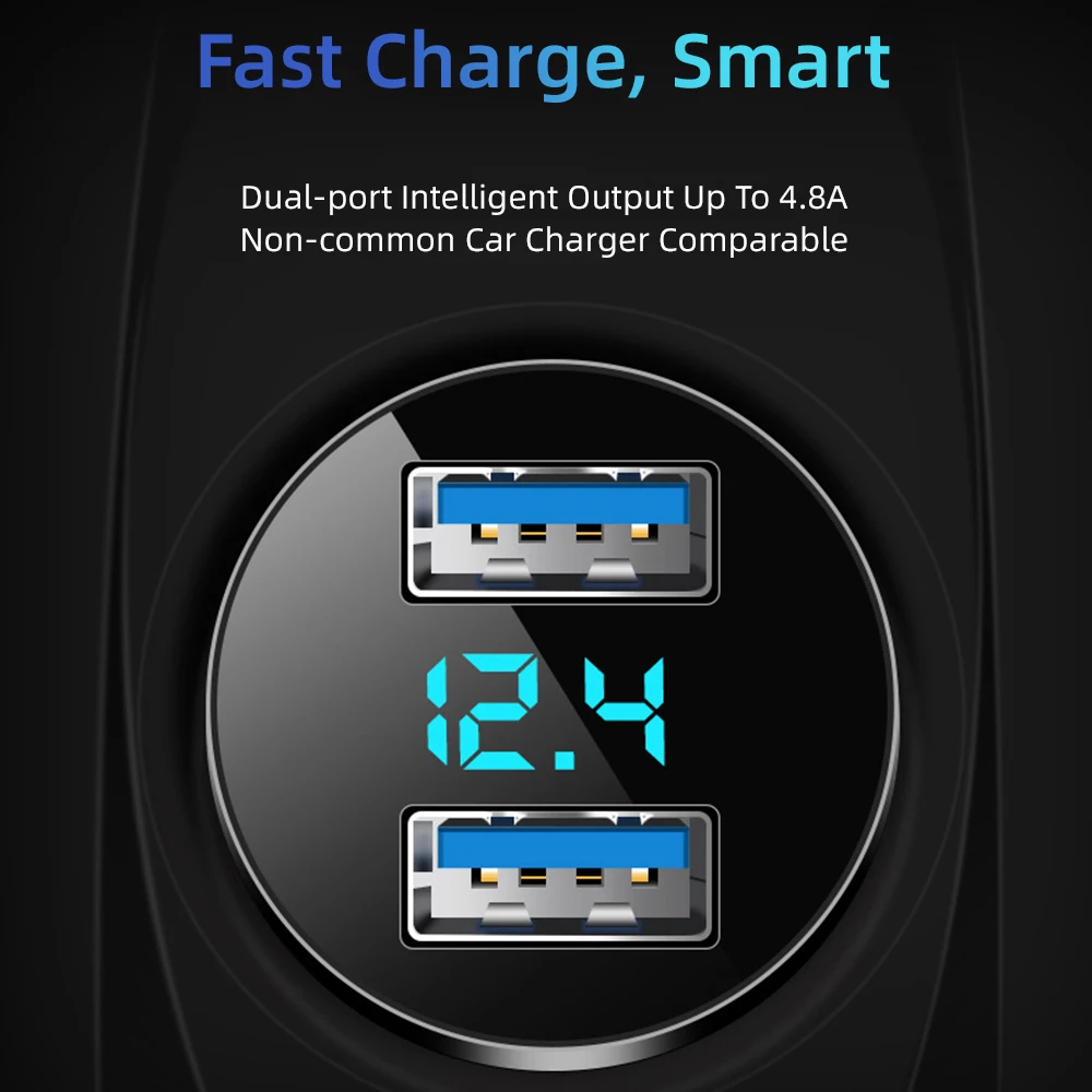 Автомобильное зарядное устройство с двумя USB-портами и светодиодной подсветкой |