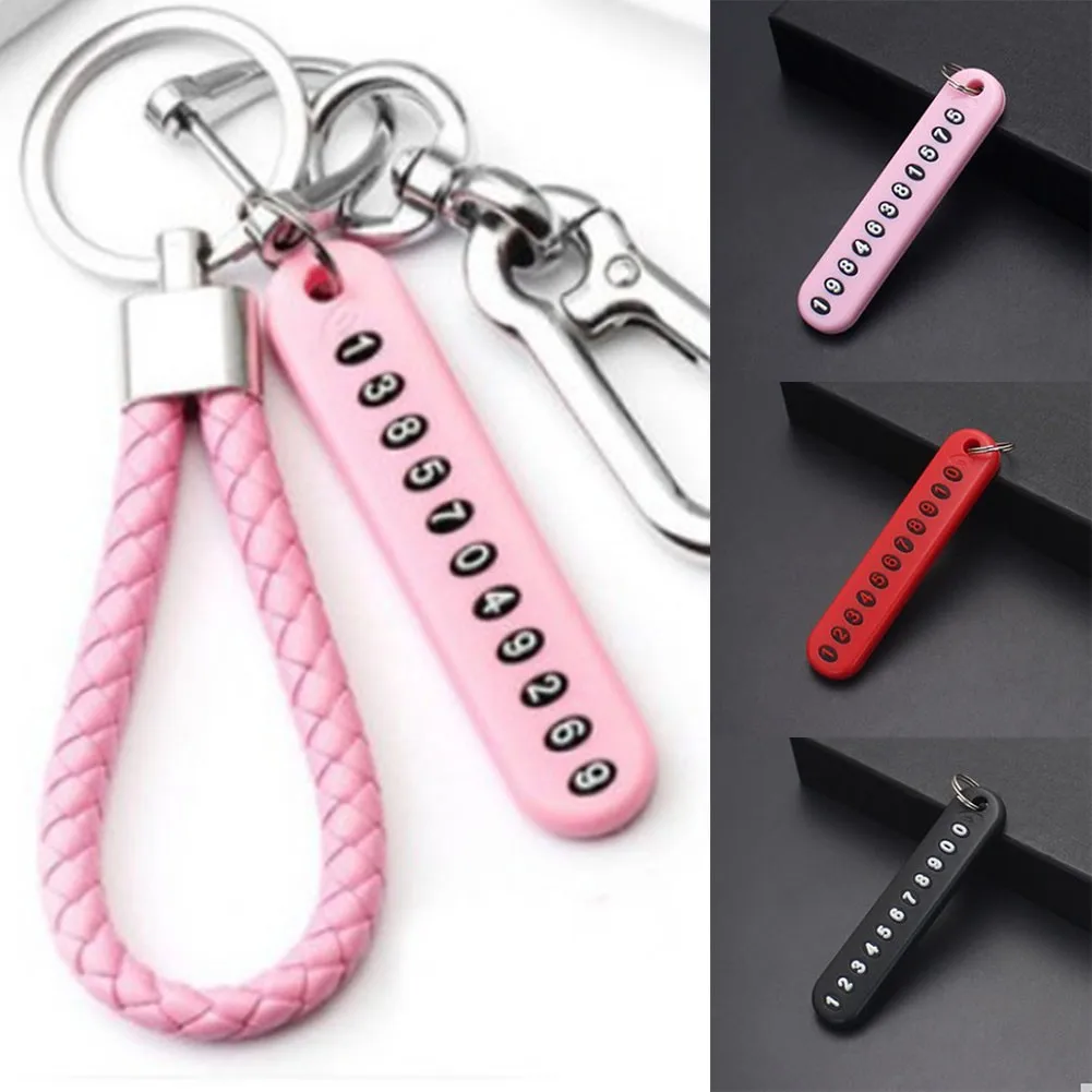 

Anti-lost Phone Number Plate Pendant Car Keychain Key Ring Hot Sale Gifts Party Brand New And High Quality