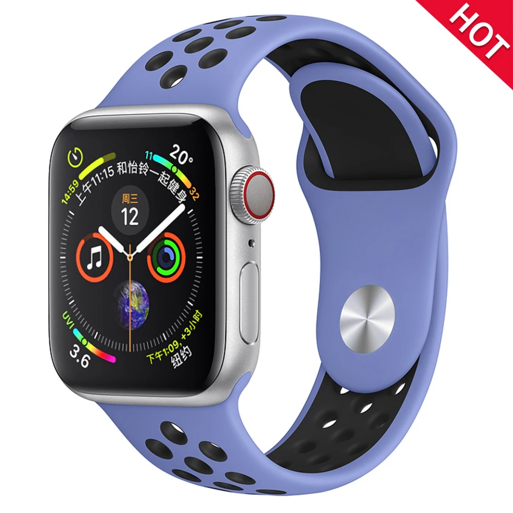 Heart blue black Мягкий силиконовый сменный спортивный ремешок для Apple Watch, 38 мм, 40 мм, серия 1, 2, 3, 4, 5, 42 мм, 44 мм, браслет на запястье, ремешок для iWatch Sports - Цвет ремешка: Heart blue black