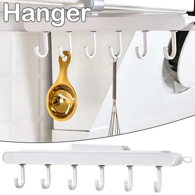 

Регулируемая Вешалка для кухонного шкафа 6 шт. с 6 крючками, прицел, кухонная утварь, стойка, органайзер без отверстий, стойки, держатели