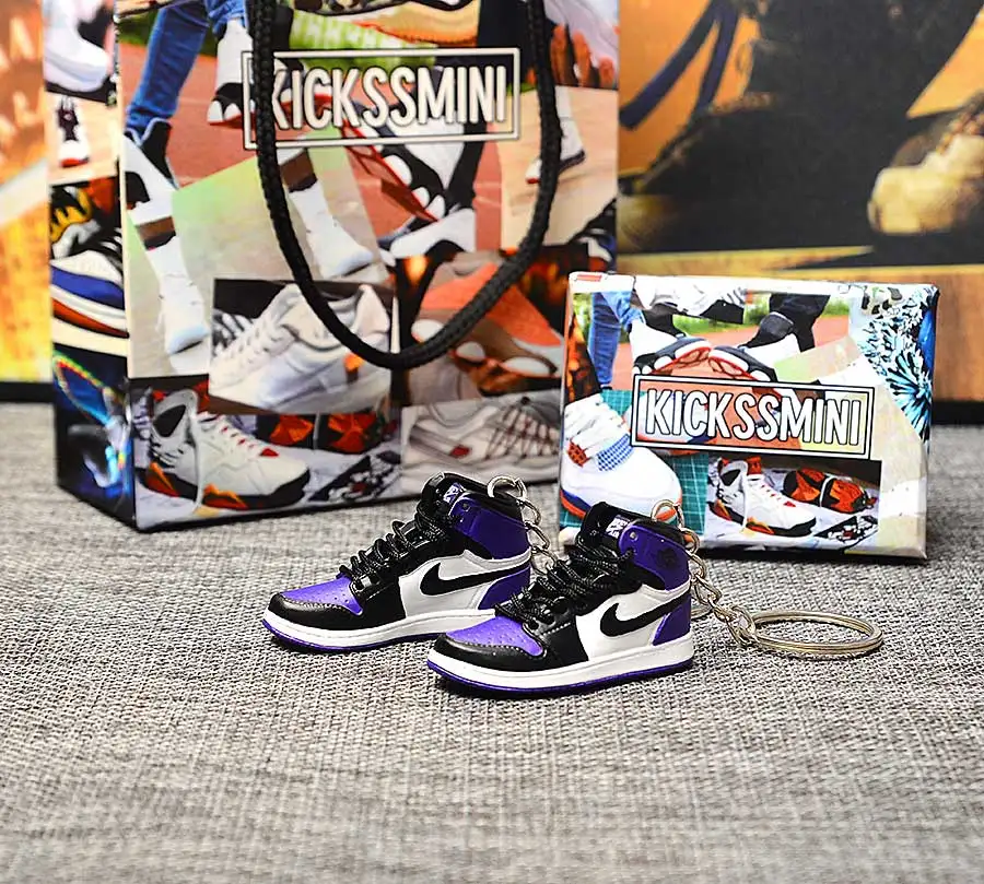 a pair w metal ring Персональный DIY Jordan Generation AIR JORDAN 1 chicago 3D кроссовок фигурный брелок сумка Подвеска парный брелок - Цвет: a pair w metal ring