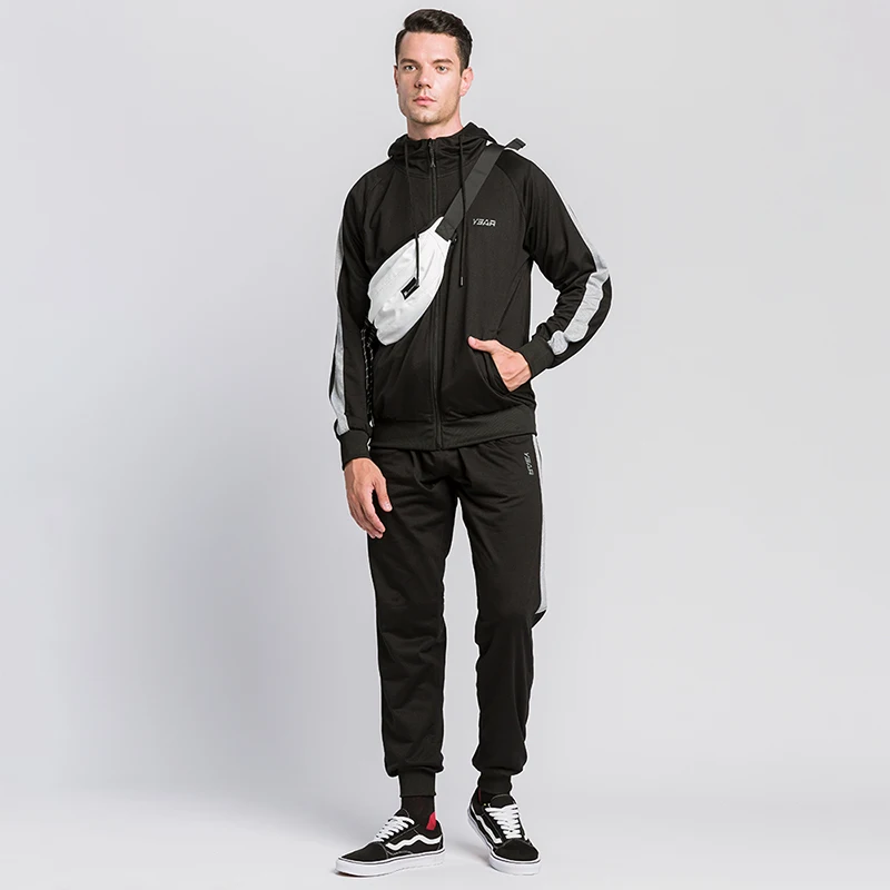 

New Men Sets Zipper Sweatshirts + Sweatpants Sets Casual Sportswear Tracksuit Suit Solid Long Sleeve Hooded Jacket Mens Clothing