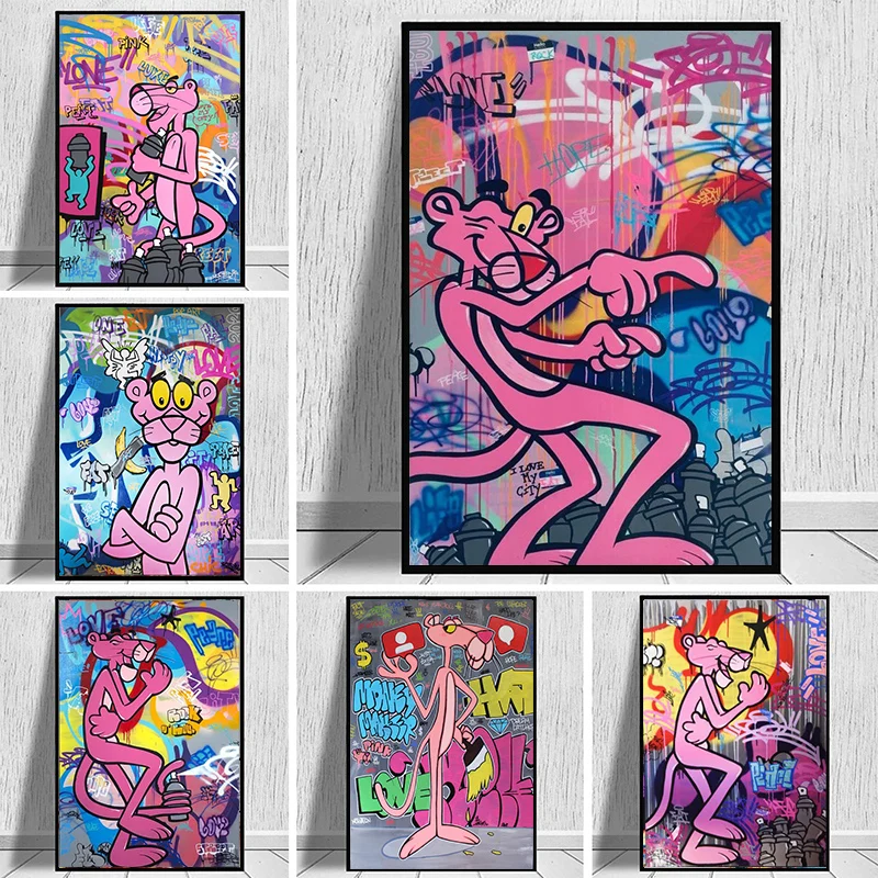 

Картина на холсте с изображением животных, розового леопарда, без рамки