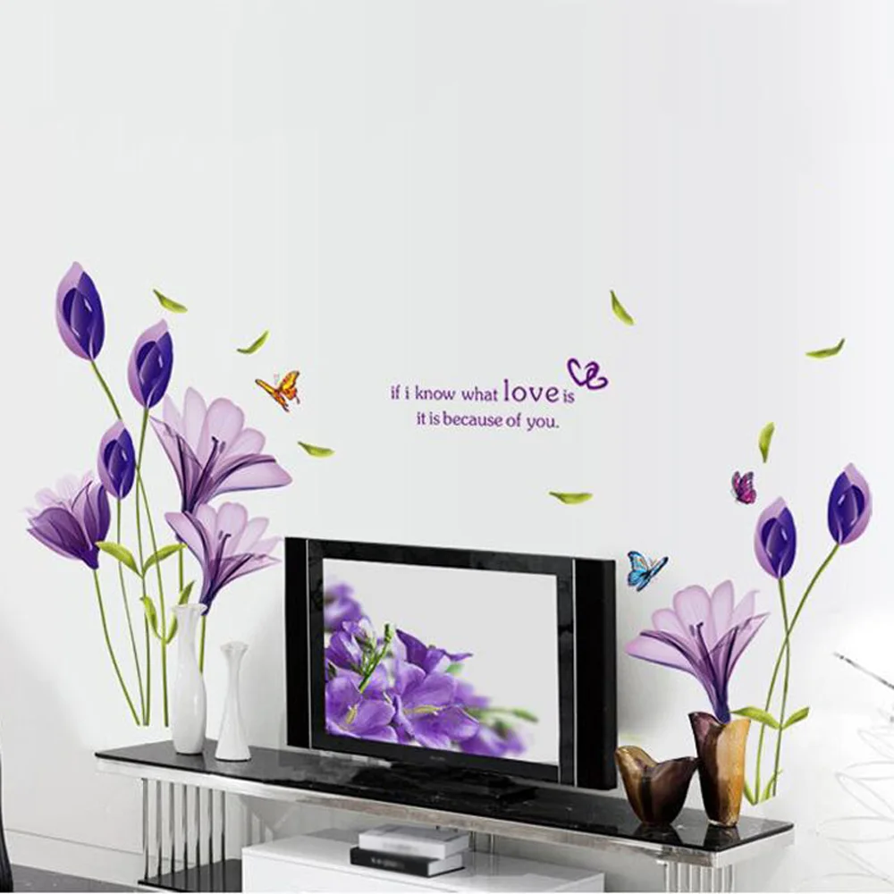 

Wall Sticker Lily Decal Mural Non Toxic Waterproof Home Background Decoration