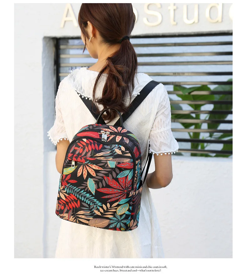 Модный рюкзак с принтом листьев школьные ранцы для девочек-подростков Дамский
